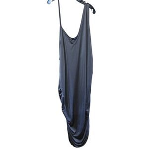 PrettyLittleThing | Dresses | 49 Nwt Prettylittlething Black Slinky Extreme  Plunge Maxi Halter Tie Dress | Poshmark